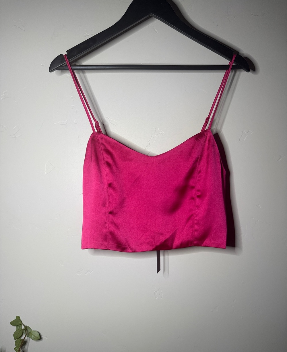 House of Harlow 1960 Fuchsia Satin Crop Top Womens Large NWT